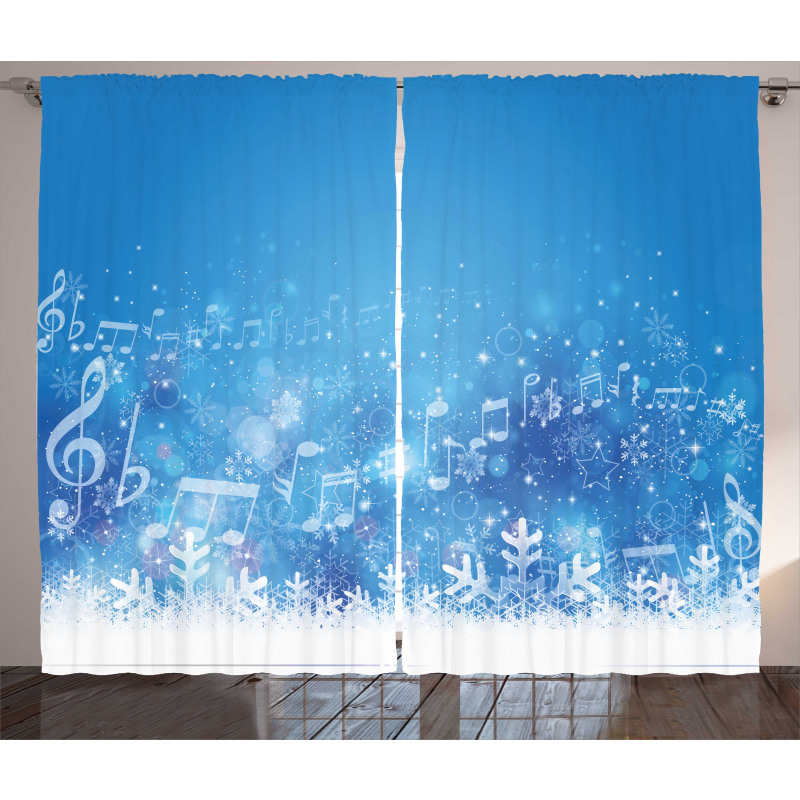 Music Notes Snowflakes Curtain