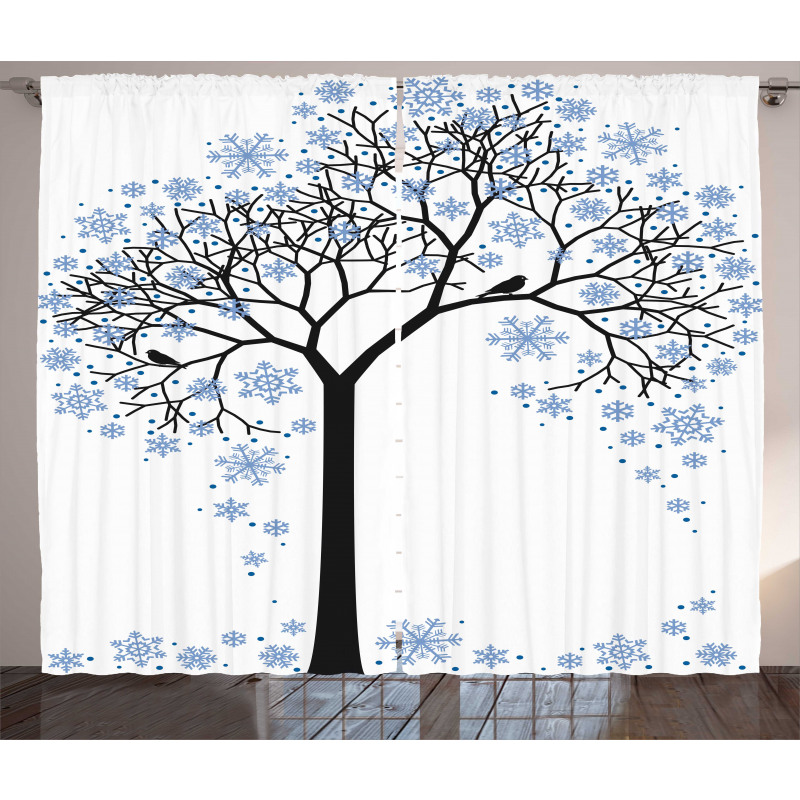 Tree with Snowflakes Curtain