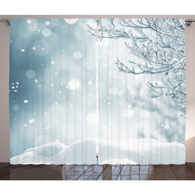 Christmas Time Tree Snow Curtain