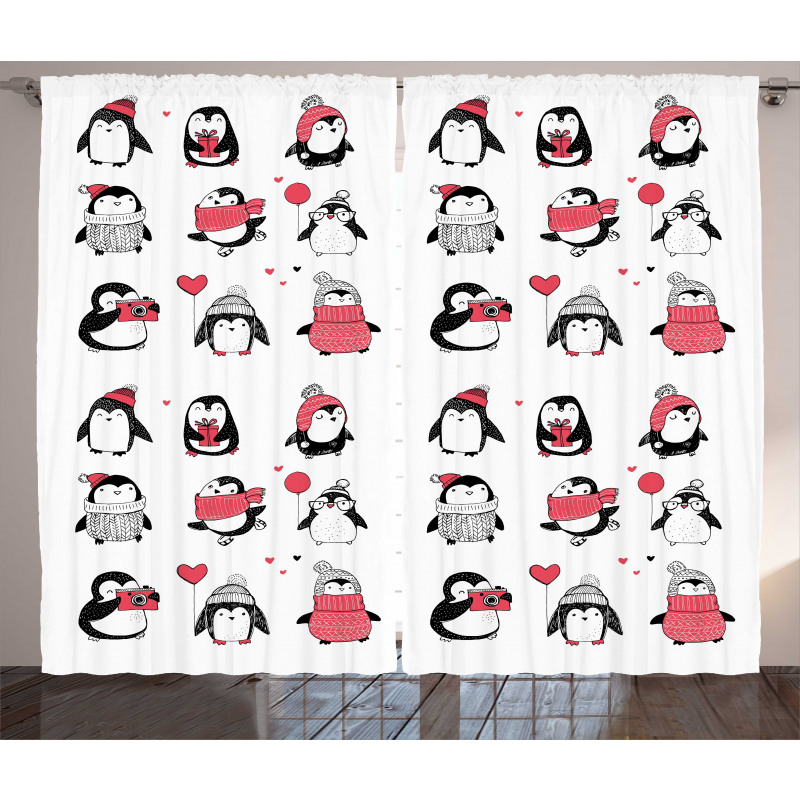 Penguins Merry Xmas Curtain