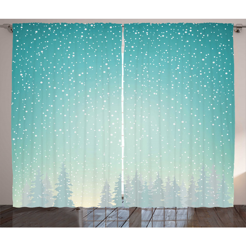 Spruce Forest Snow Woods Curtain
