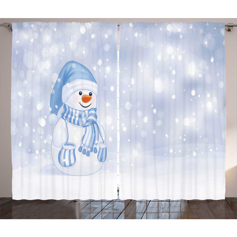 Toddler Snowman Cartoon Curtain