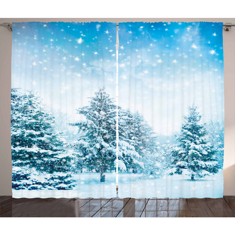 Fir Trees Mountainside Curtain