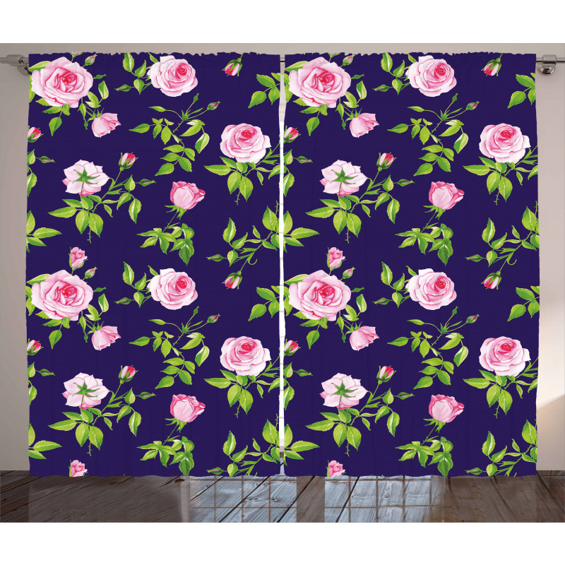 Vintage Roses Buds Curtain