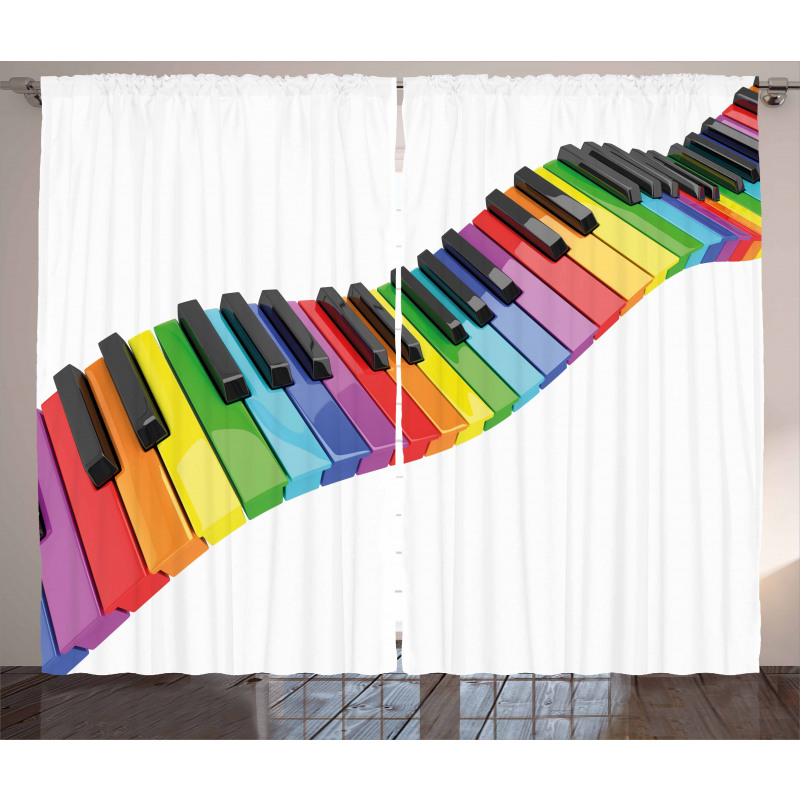Vibrant Keyboard Arts Curtain