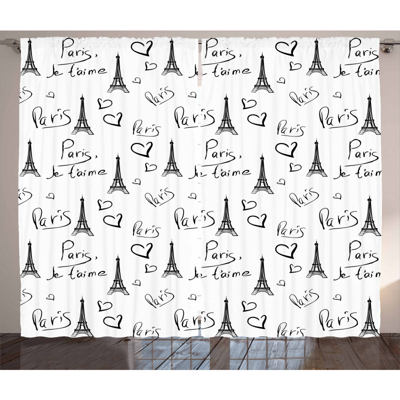 Eiffel Je T'aime Doodle Curtain
