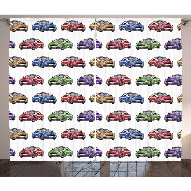 Colorful Fast Sports Car Curtain