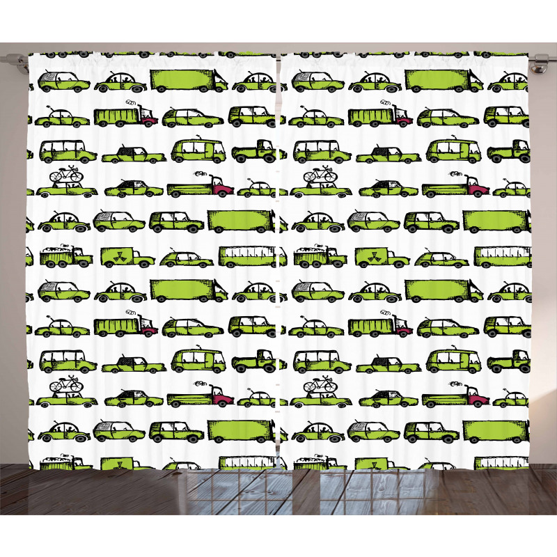 Sedans Bus Traveling Theme Curtain