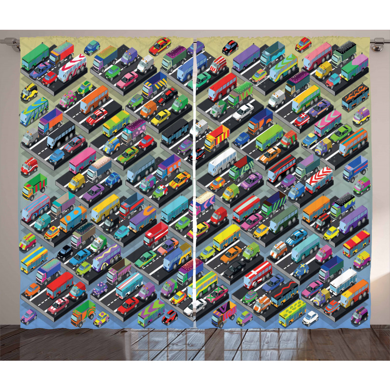 Detailed Vibrant Car Park Curtain