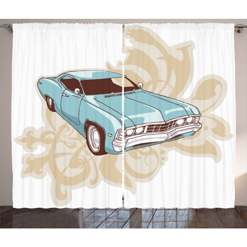 Classical Sports Car Retro Curtain