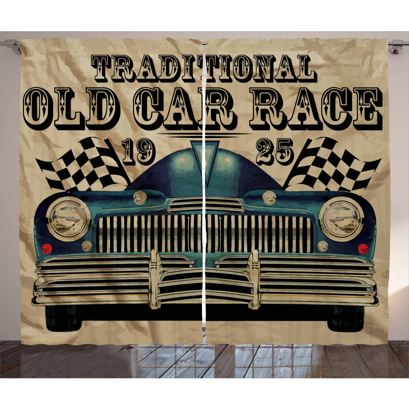 Traditional Old Race Car Curtain