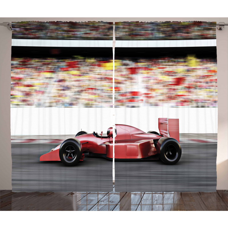 Red Race Car Side View Curtain