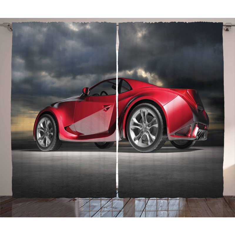 Modern Red Sports Vehicle Curtain
