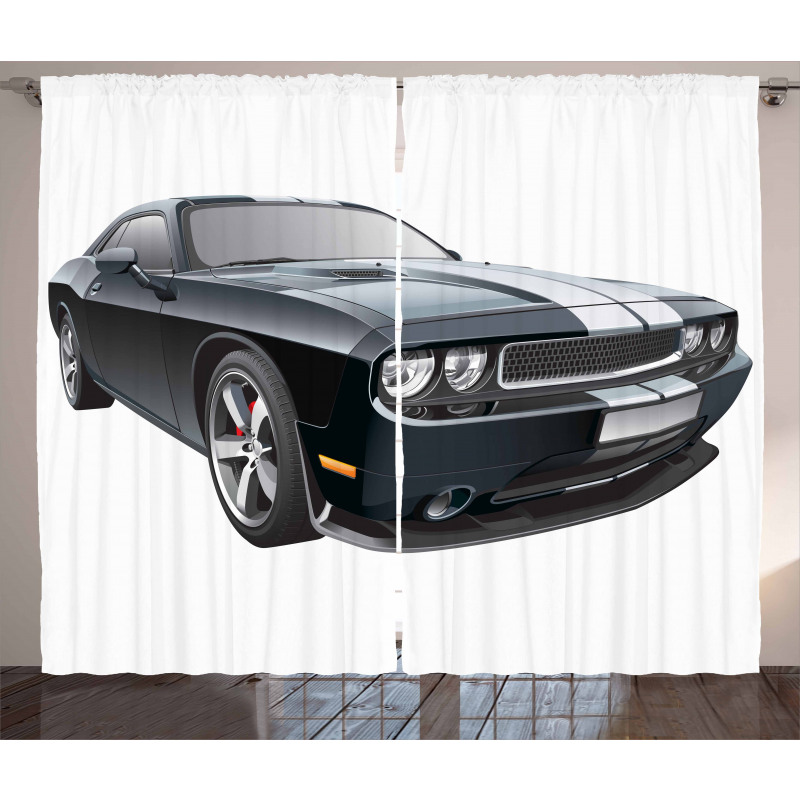 Black Modern Ride Design Curtain