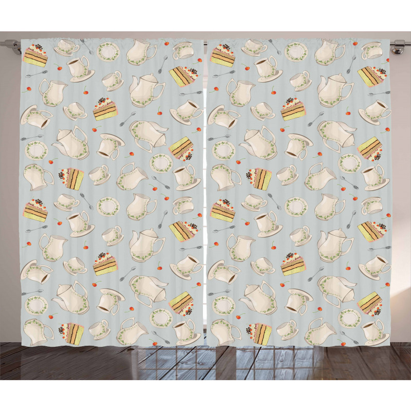 Coffee Cakes Cherries Curtain