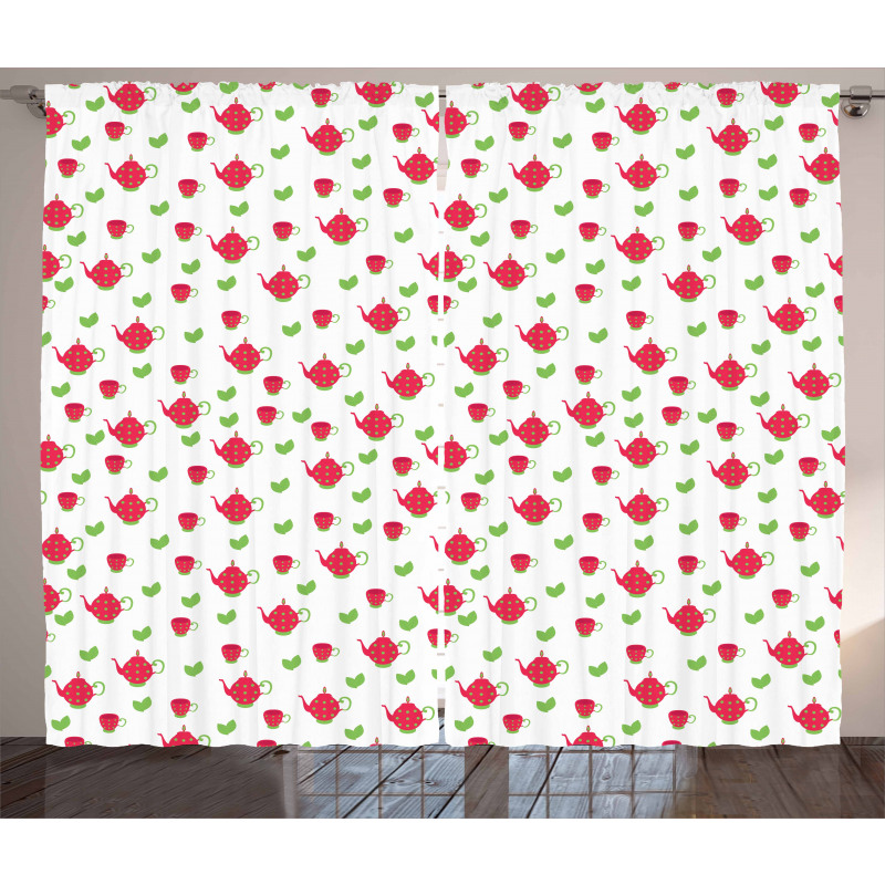 Teapots Polka Dots Curtain