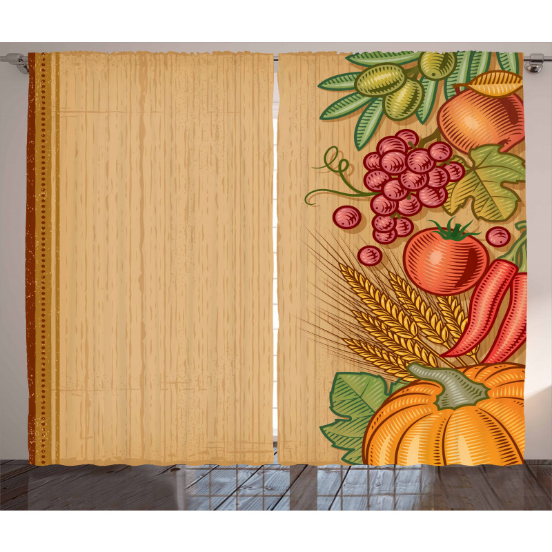 Retro Seasonal Frame Curtain