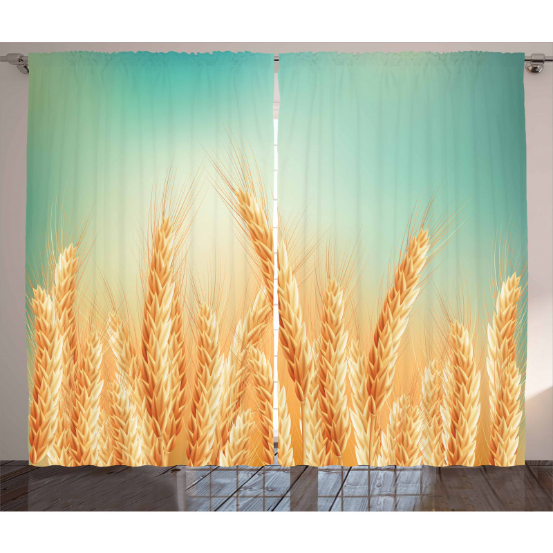 Wheat Field Blue Sky Curtain
