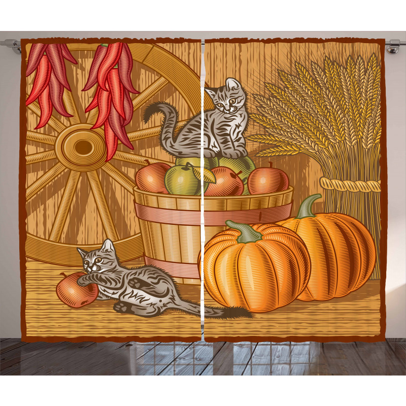 Rustic Barnyard Kitten Curtain