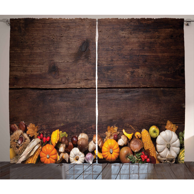 Wooden Table Foods Curtain