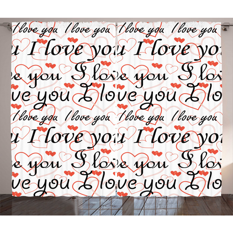 Calligraphy Hearts Curtain