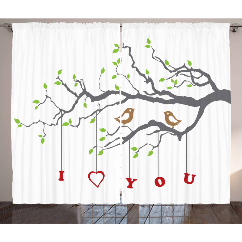 Romantic Birds Tree Curtain