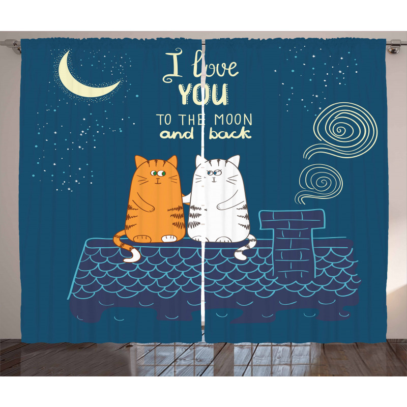 Love Cats on Roof Curtain
