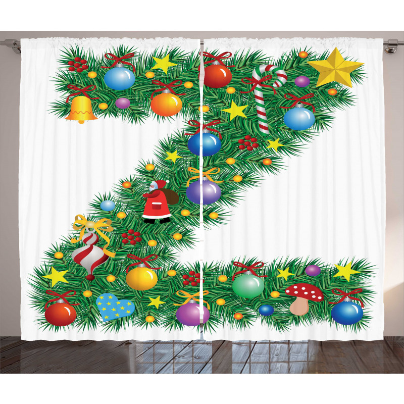 Traditional Font Xmas Curtain