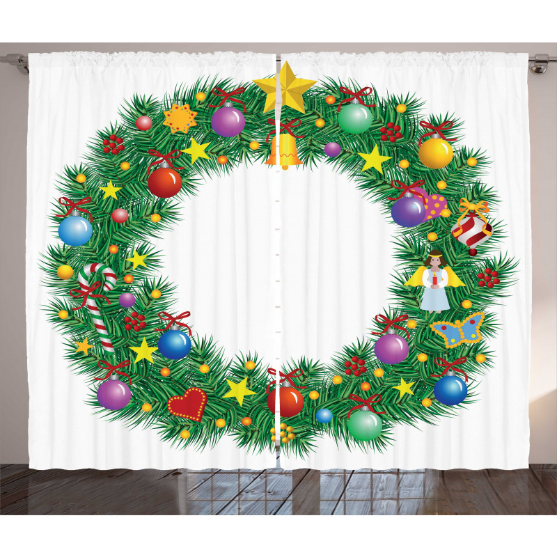 Letter O Xmas Wreath Curtain