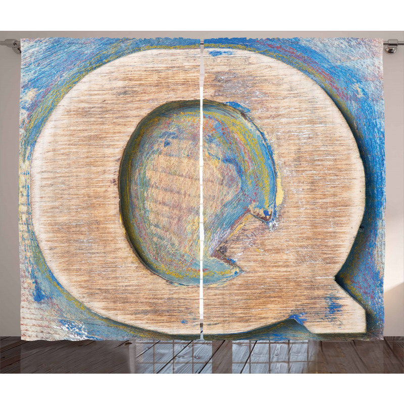 Q Uppercase Worn Wood Curtain