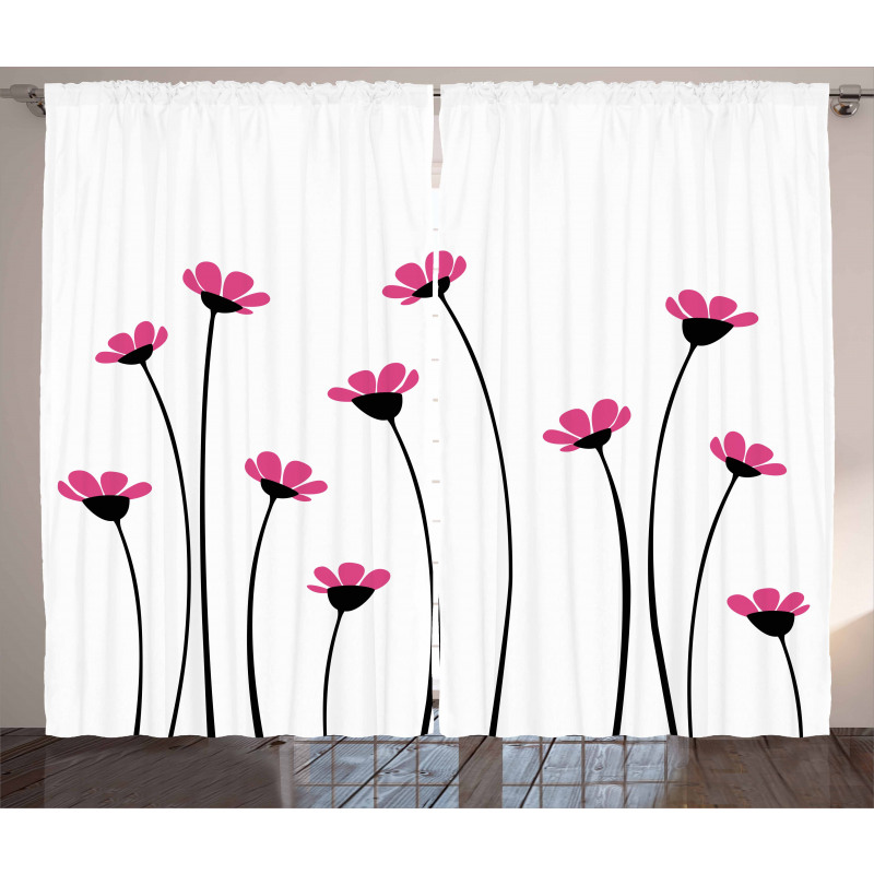Pink Daisy Blossoms Curtain