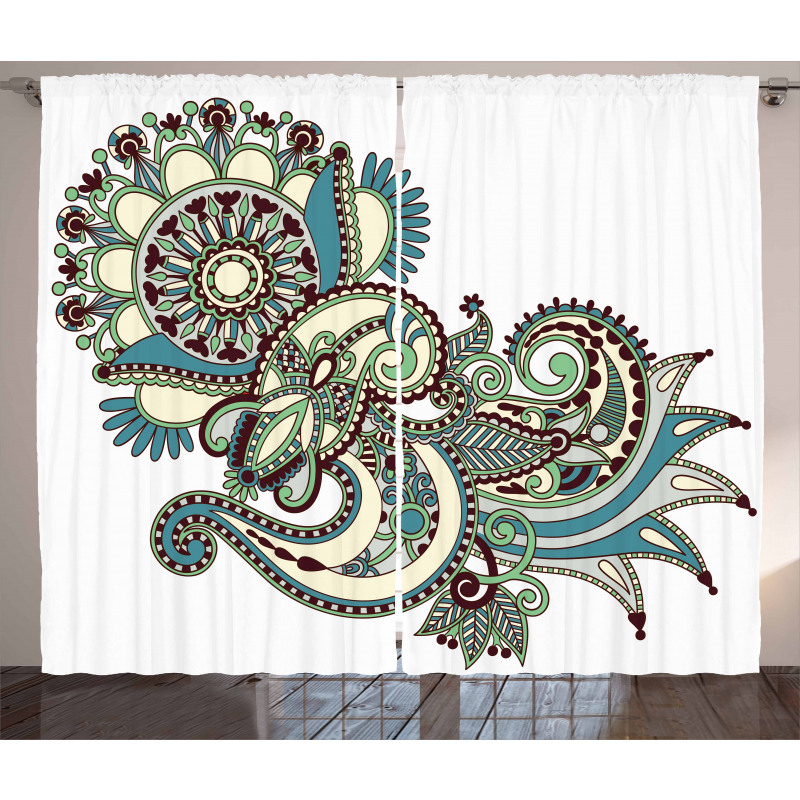 Traditional Ornate Flower Curtain