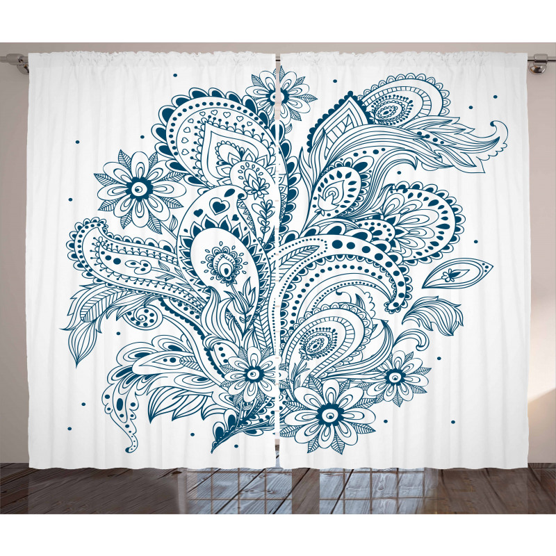 Ornate Floral Leaf Arrangement Curtain