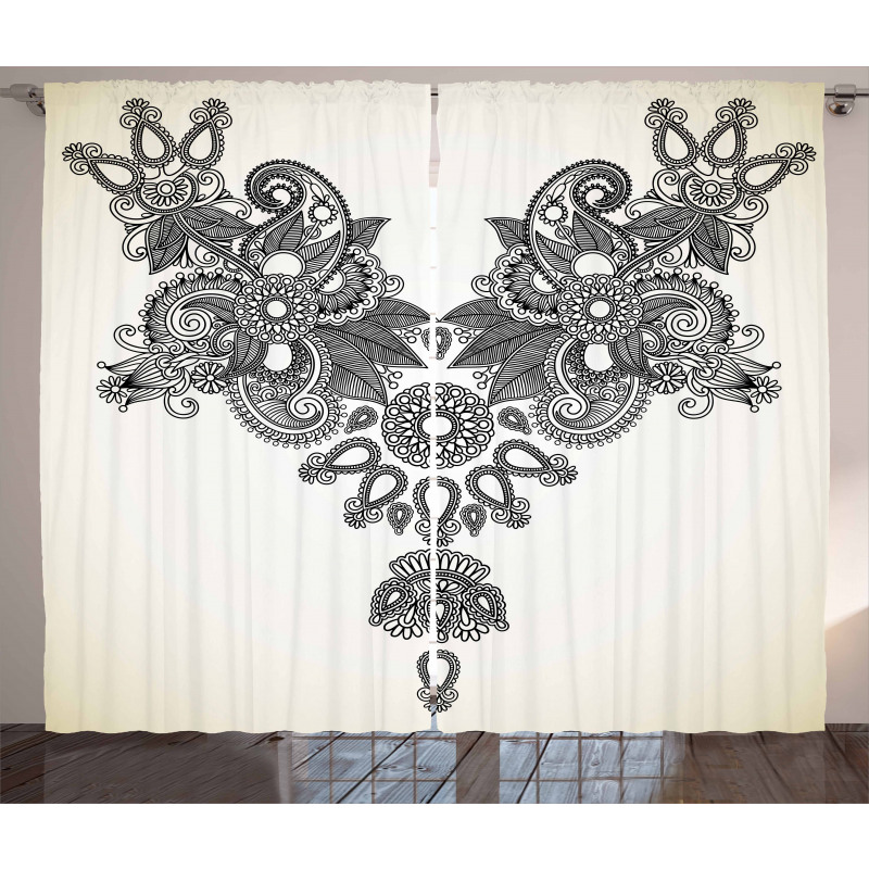 Far Eastern Vintage Artwork Curtain