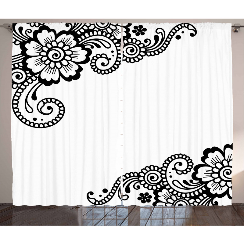 Floral Oriental Art Ornament Curtain