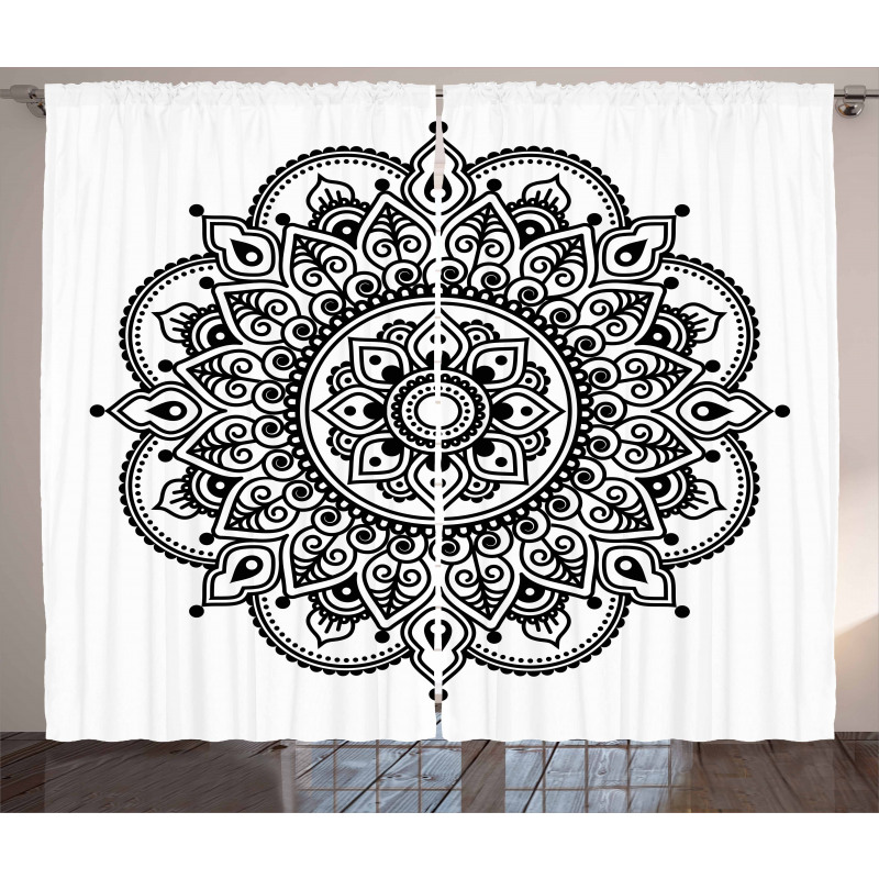 Symmetrical Flower Art Curtain