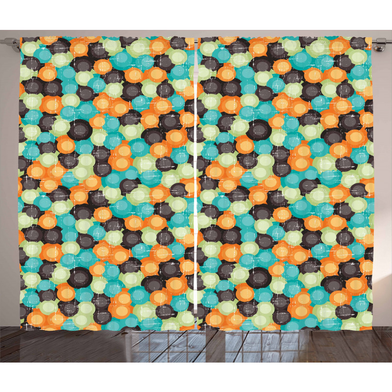 Vibrant Toned Circles Curtain