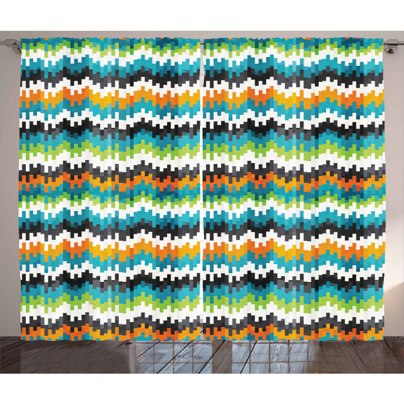 Trippy Forms Motif Curtain