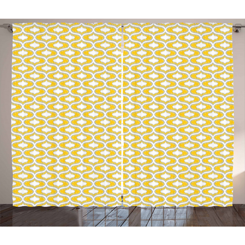 Yellow Vivid Oval Shapes Curtain