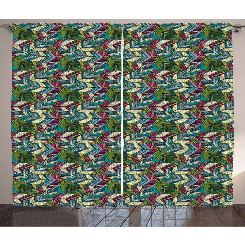 Exotic Feather Pattern Curtain