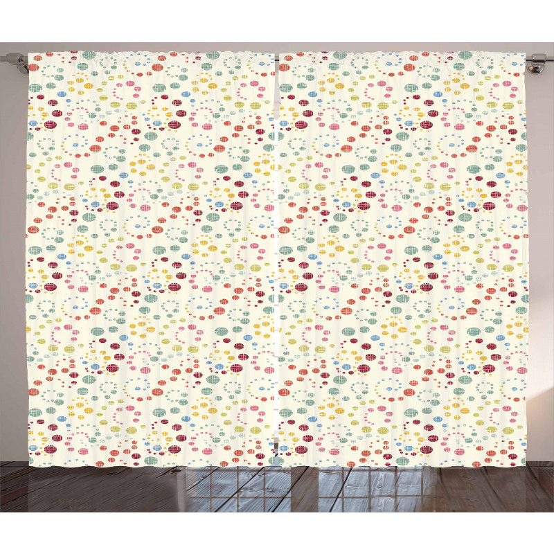 Dot Swirls Retro Look Curtain