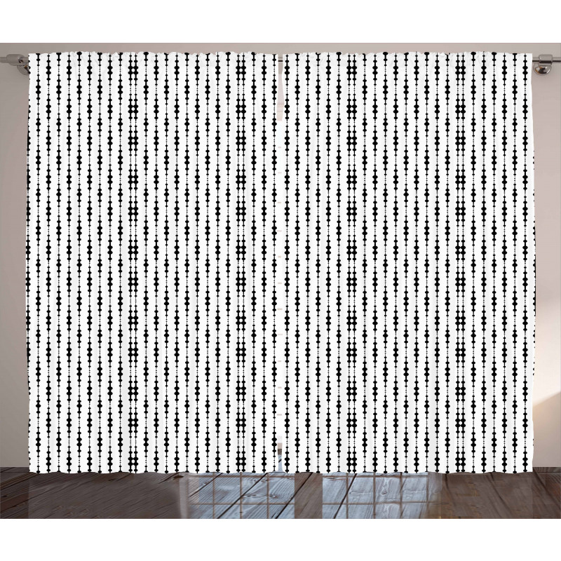Monochrome Lines Dots Curtain