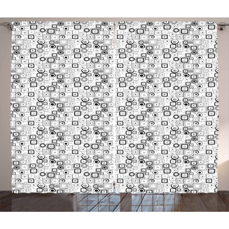 Vintage Squares Retro Curtain