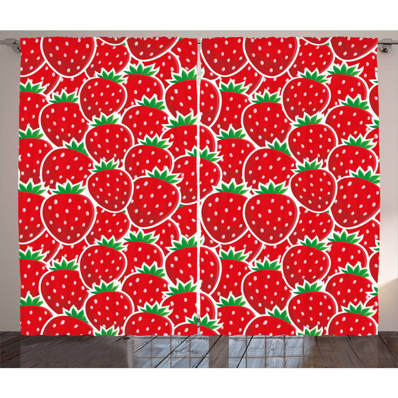 Yummy Strawberry Botany Curtain