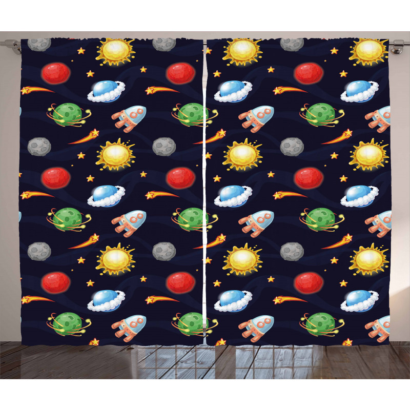 Cosmos with Sun Planets Curtain