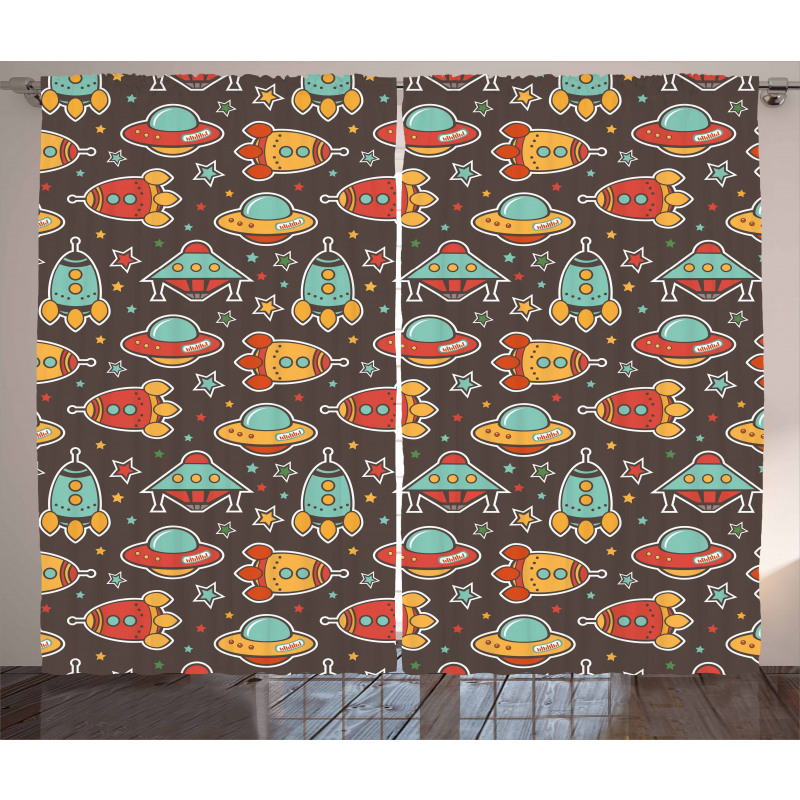Outer Space Elements Curtain