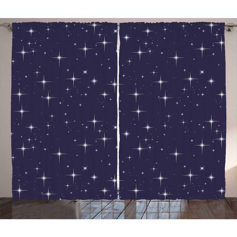Night Skyline with Stars Curtain
