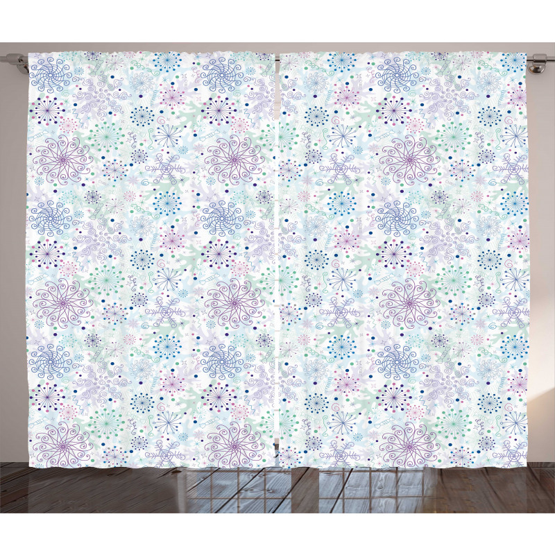 Pastel Snowflakes Joyful Curtain