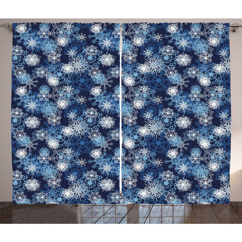 Ornate Snowflakes Xmas Curtain