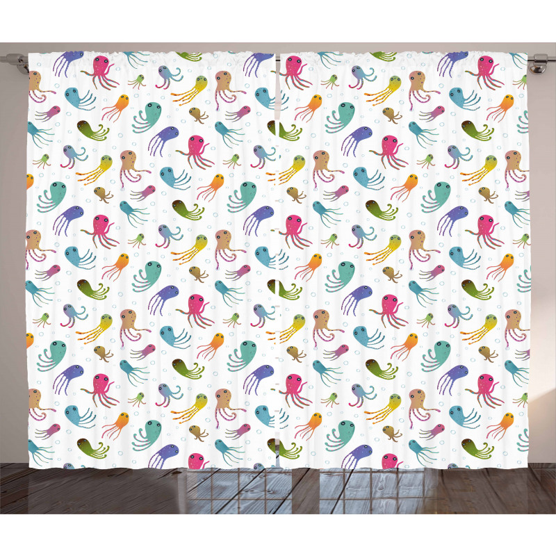 Maritime Cartoon Style Curtain